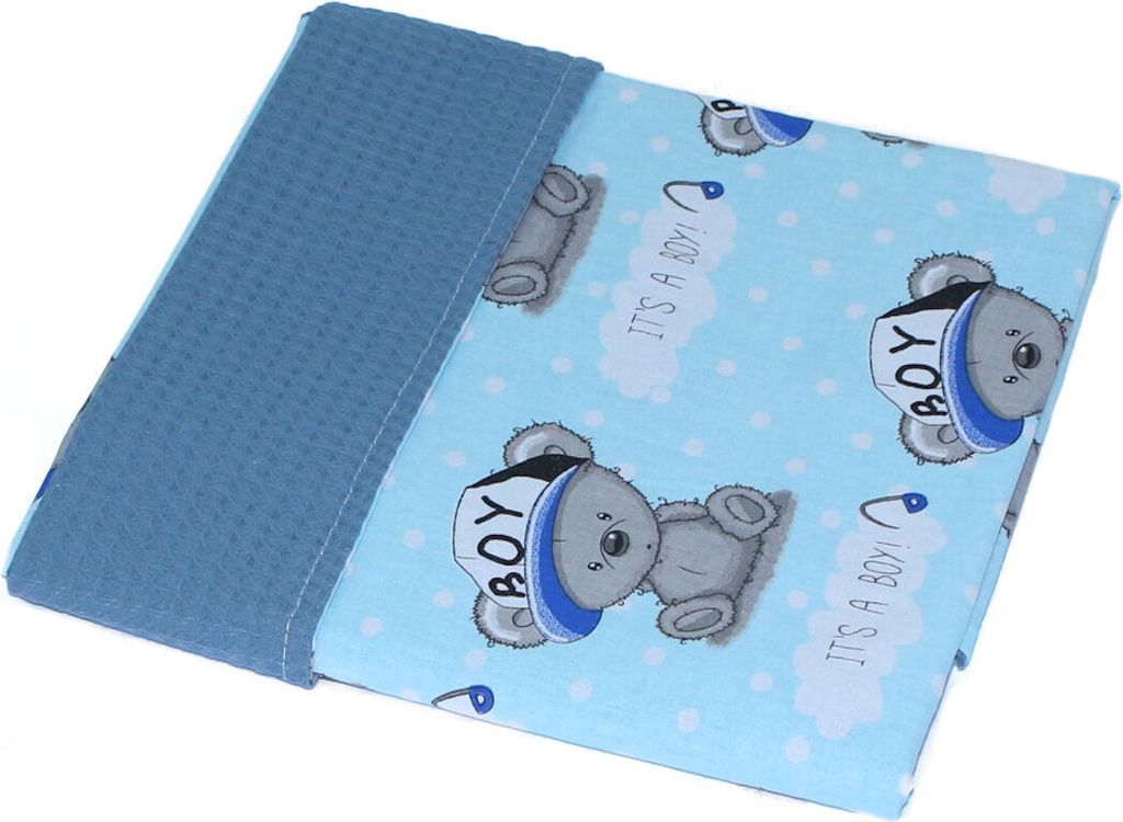Babydecke Waffelpiqué Baumwolle Kuscheldecke Kinderwagendecke - 25. Boy Blau + Marine