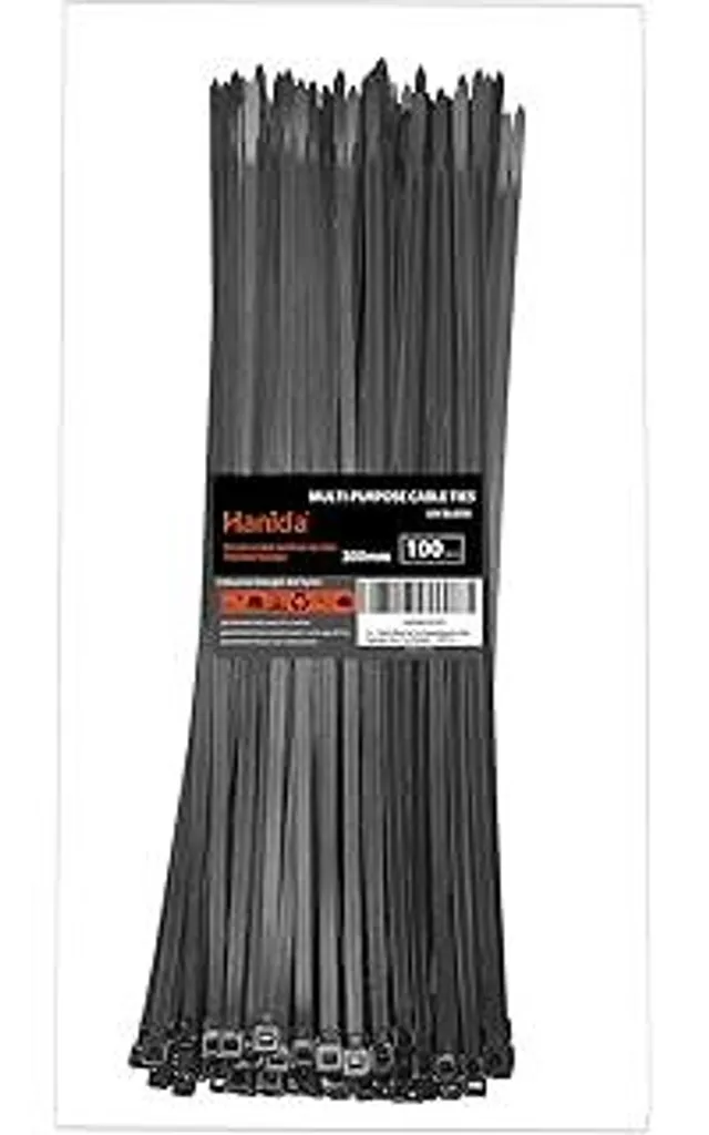 Fascette da 300 mm con chiusura a doppia dentatura, resistenza alla trazione di 45 kg. Fascette per cavi heavy duty con chiusura autobloccante regolabile e nastri in nylon più resistenti per uso interno ed esterno. Confezione da 100 pezzi. - 1