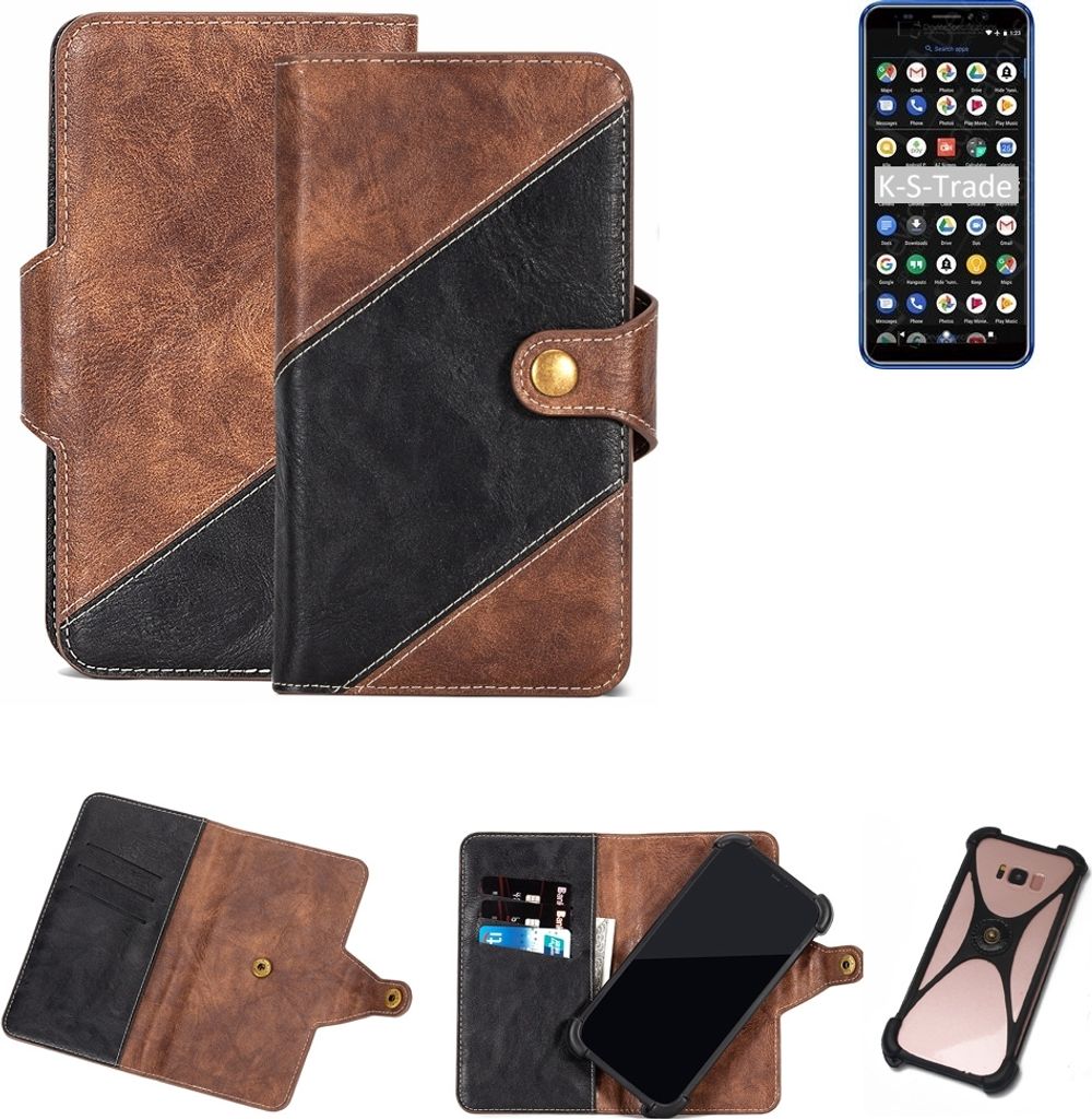 K-S-Trade Handy Hülle Schutz Hülle Schutzhülle Bookstyle Case kompatibel mit HomTom C8 Handy Cover Hülle Schutztasche 1x