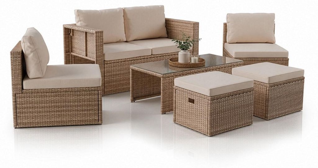 Juskys Polyrattan Gartenmöbel Set Salou - Lounge für 6 Produktbild 