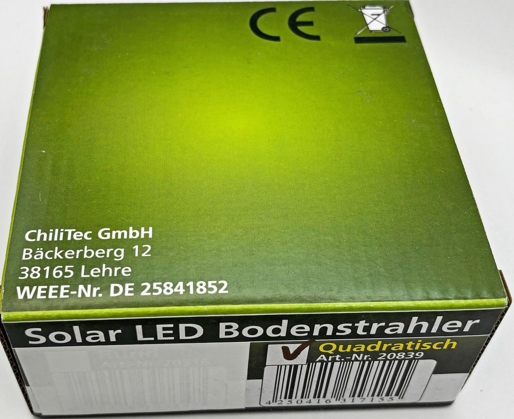 Solarny reflektor gruntowy LED, kątowy 105x105x40mm, IP44, Zdjęcie produktu 