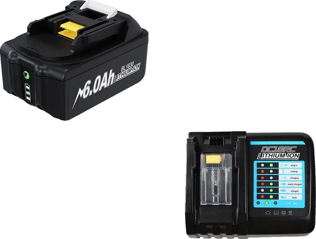 Batteria ricaricabile agli ioni di litio, capacità 6,0 Ah, caratteristiche di sicurezza migliorate, 6,0ah e caricabatterie