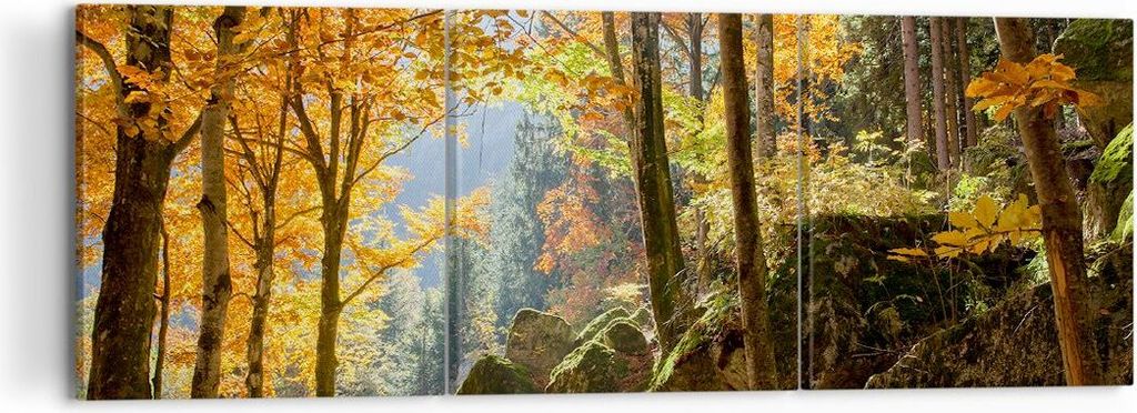 Bild auf Leinwand - Leinwandbild - Herbst berg wald natur - 120x40cm - Wand Bild - Wanddeko - Leinwanddruck - Bilder - Kunstdruck - Wanddekoration ...