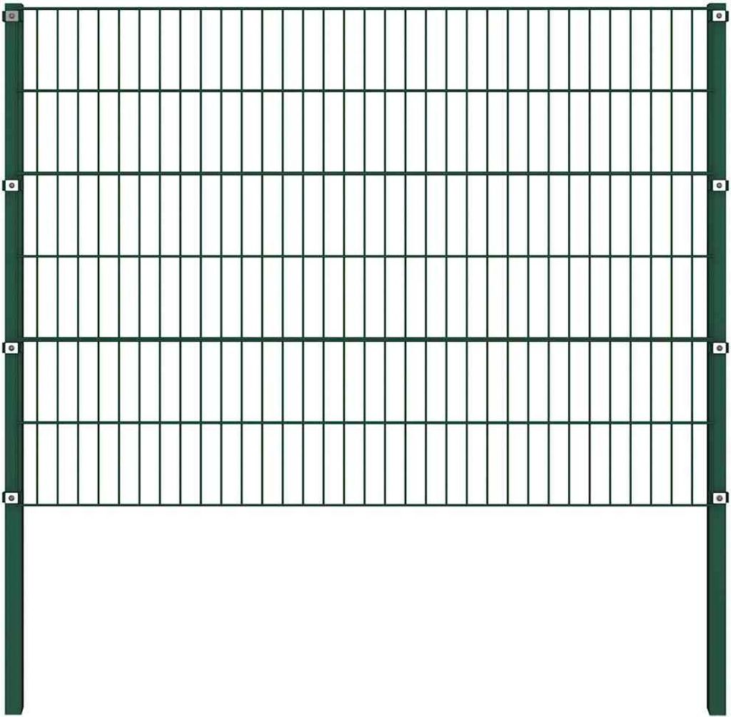 vidaXL Zaunelement mit Pfosten Eisen 522 x 120 cm Grün