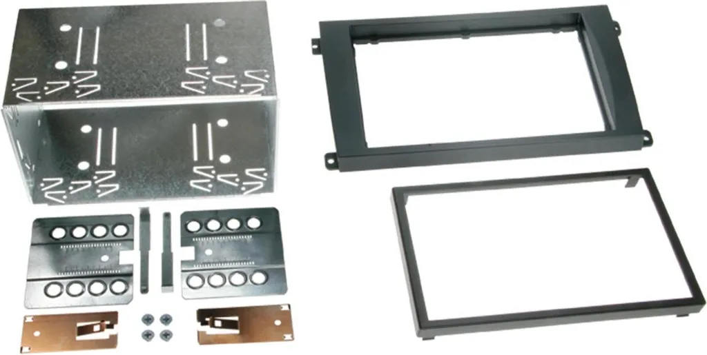 Adaptateur façade 2-DIN pour Porsche Cayenne noir - Finition d'origine