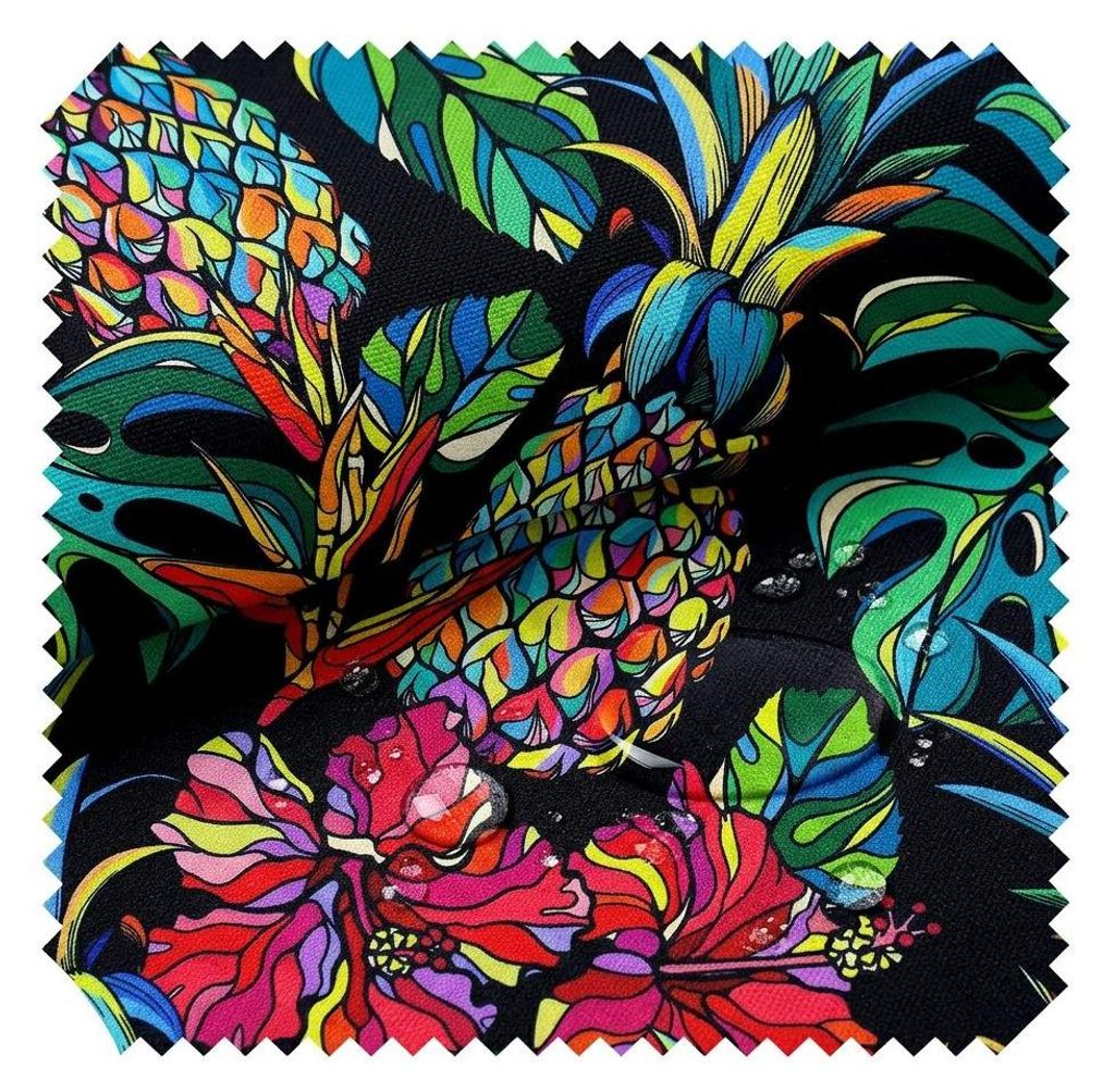 novely OXFORD 210D - D213 Tropical Art Night - Bedruckter Polsterstoff - Outdoor Dekostoff - Wasserabweisende Reißfeste Meterware 1lfm