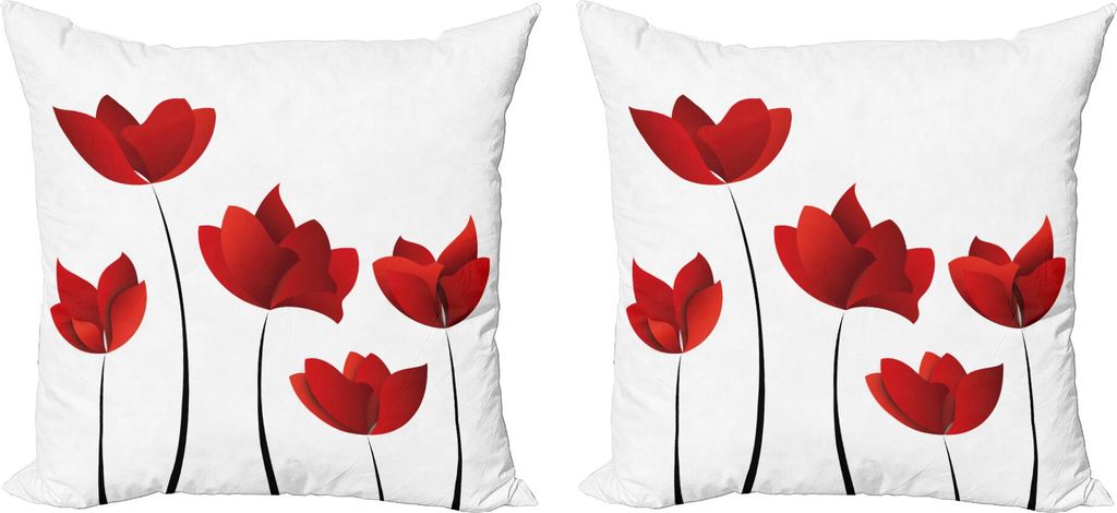 ABAKUHAUS Blumen Kissenbezug Set (2Stück), Valentines inspirierte vorzügliche Rosen-Blumenblatt-klare Blüten Florets Natur-Illustrations-Bild, 5...