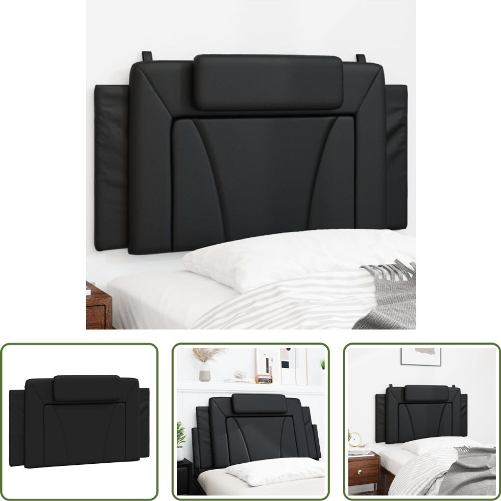 The Living Store Kopfteil-Kissen Schwarz 100 cm Kunstleder