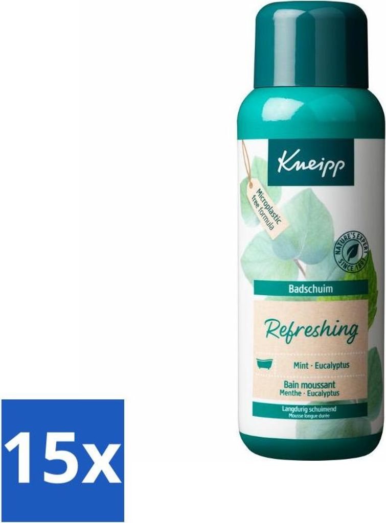 Kneipp - Badeschaum - Minze-Eukalyptus - Erfrischend - 400 ml - Vorteilspack - 15 Stücke