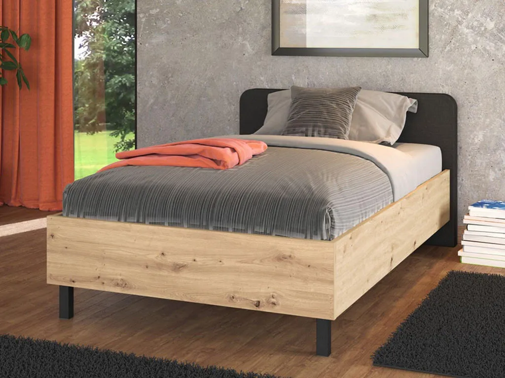 Lit Complet 120x200 Norcia Chêne Brun : Structure Robuste et Matelas Chic - 2