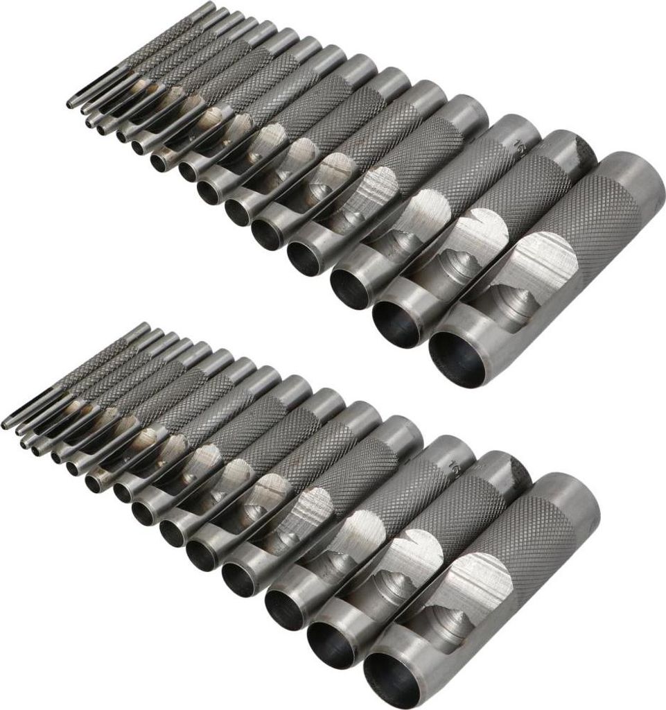 2 x 15 tlg Locheisen Satz 2-22 mm Stanzwerkzeug Lochpfeifen Lochstanzer