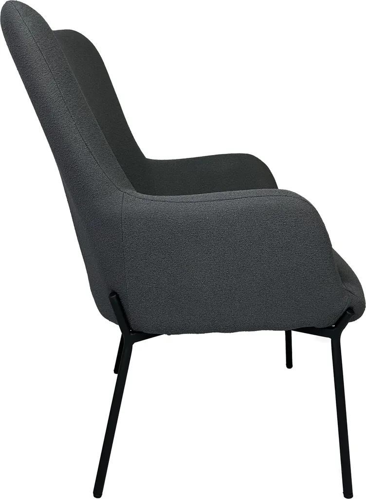Fauteuil bouclé gris EIRA - Matière douce et texture moderne tendance