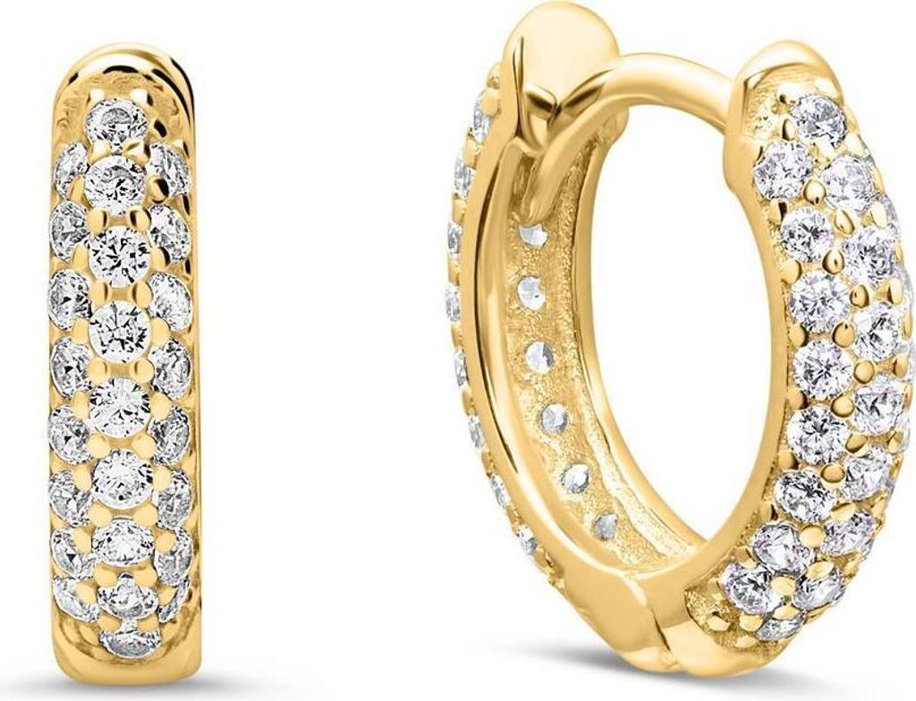 Damen Ohrringe Creolen aus echtem 333er Gold mit funkelnden Zirkonia Steinen
