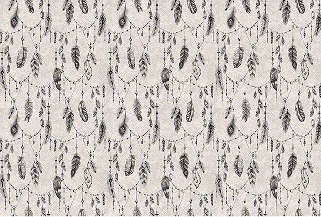 Tadessi Fototapete | Federn | 4.00 m x 2.70 m | Schwarz | Grau | Wandbild | Digitaldruck