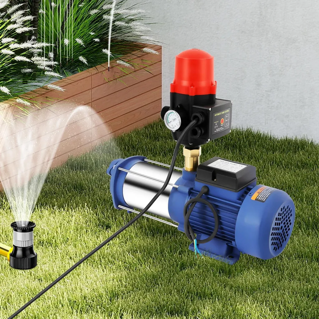 Pompe à eau de surface 3,5 CV bleue avec régulateur de pression jardin