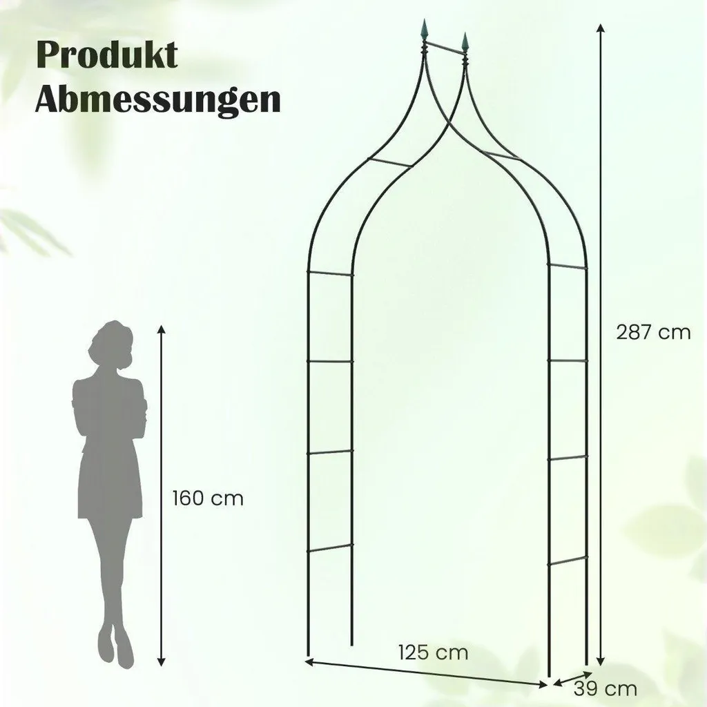 Arche de jardin gothique haute 287 cm en métal robuste et décorative - 3