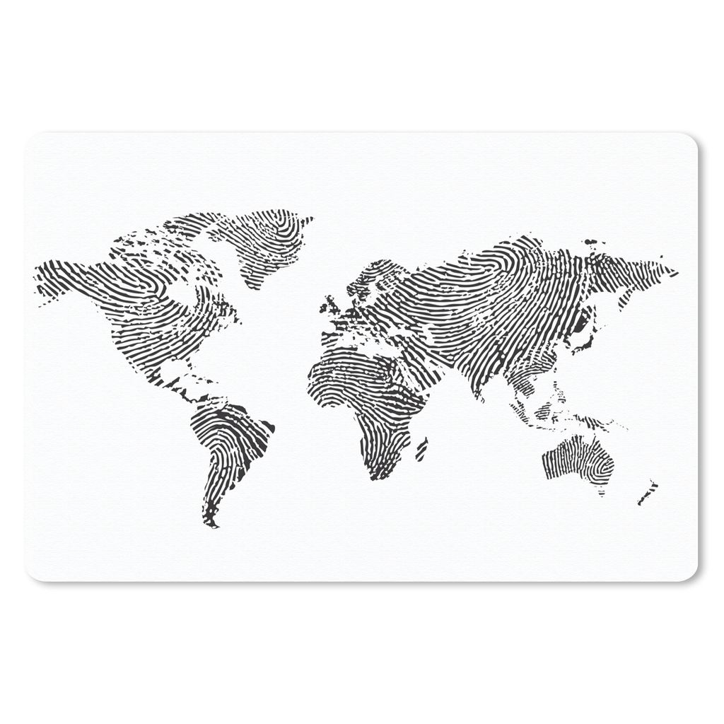 MuchoWow Mauspad Mousepad Weltkarte - Fingerabdruck - Schwarz - Weiß - Kinder - Jungen - Mädchen 27x18 cm - Mousepads - Maus Mat - Pad - Mausun...