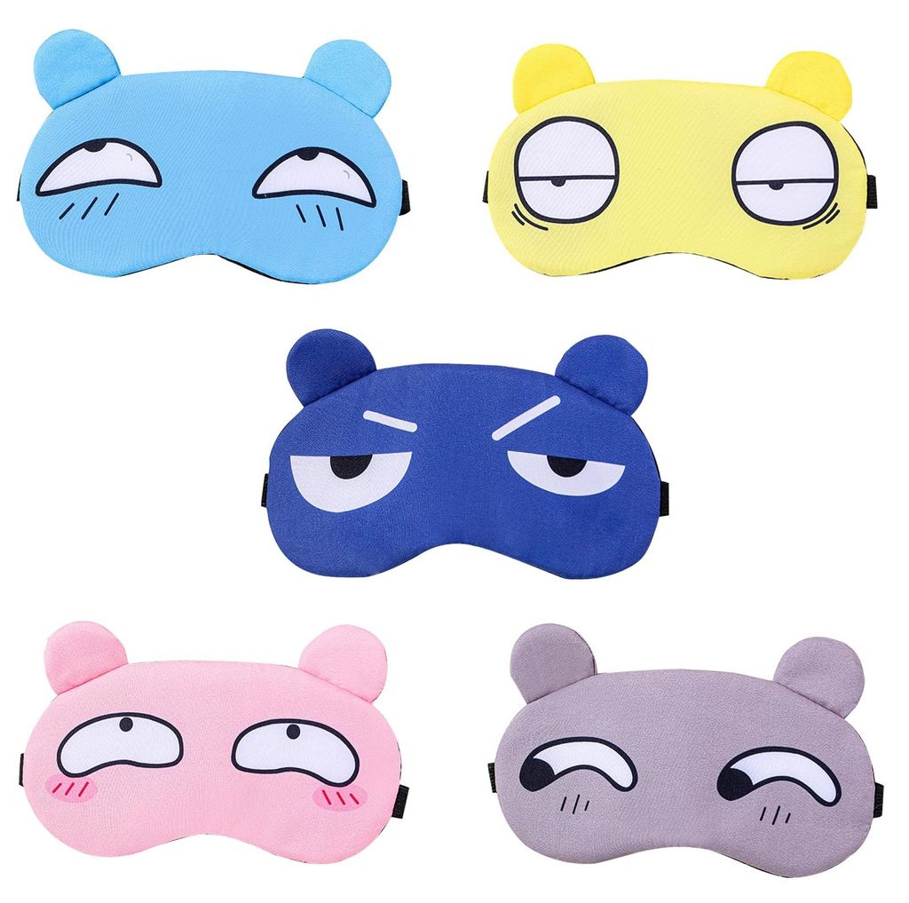 Set mit 5 Schlafmasken, niedliche Augenmasken, lichtundurchlässige, lustige Nachtmasken für Männer und Frauen, lichtundurchlässige, weiche Schl...