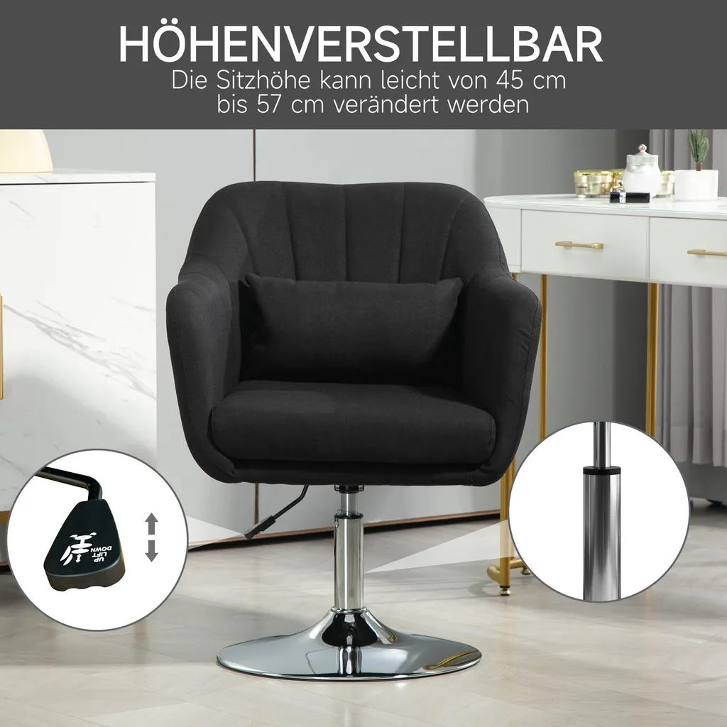 Siège de bureau ergonomique noir réglable en hauteur à vérin à gaz - 4