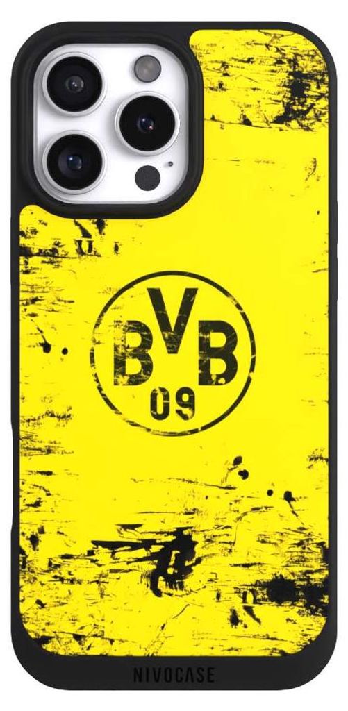 NIVOCASE Handyhülle für Apple iPhone 16 Pro Max Hülle NIVOpure Case Schwarz BVB Borussia Dortmund Offizielles Lizenzprodukt