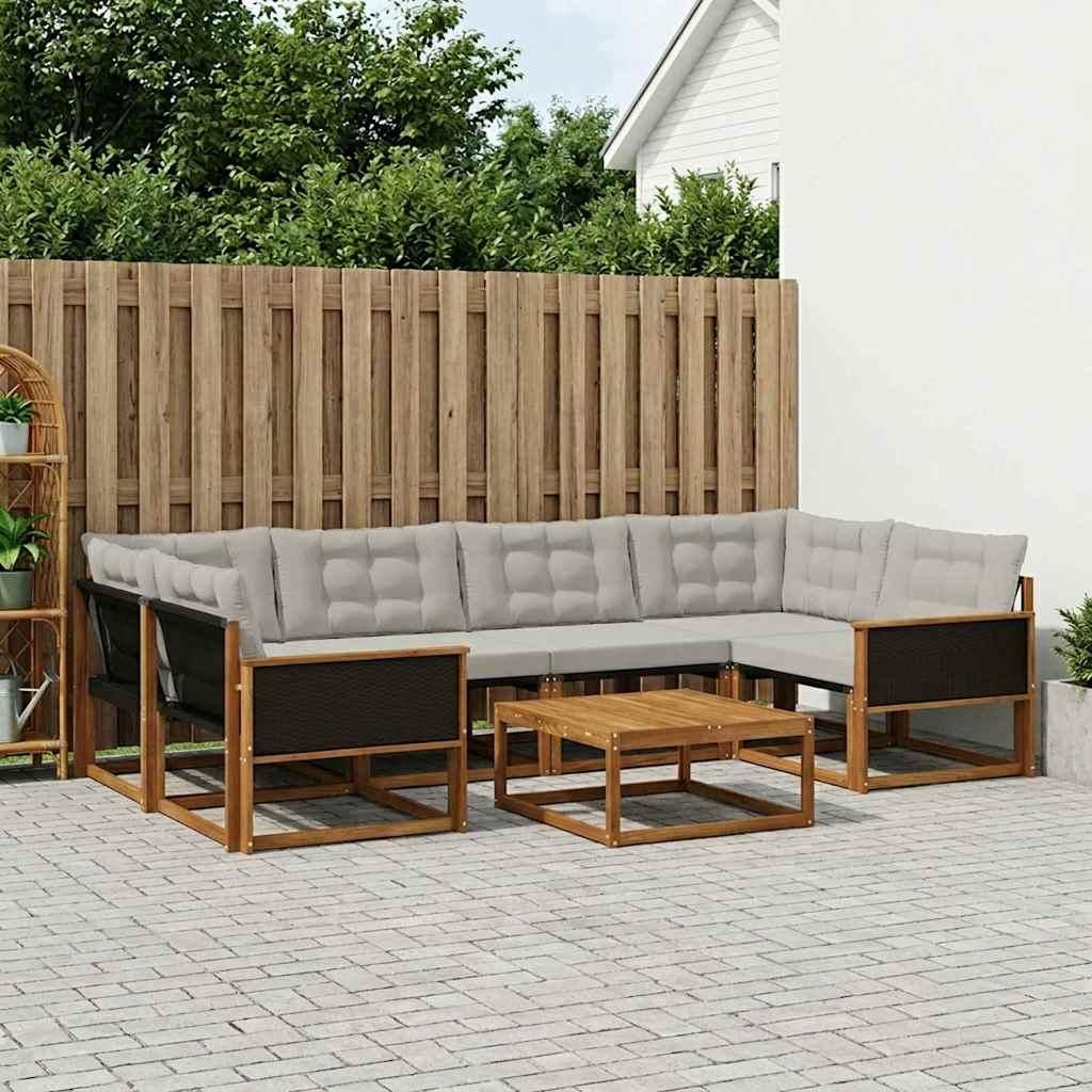 Möbel Outdoor-Sofagarnitur mit Kissen 7 pcs Natürlich und HellgrauGartensofas - Gartensofas c242