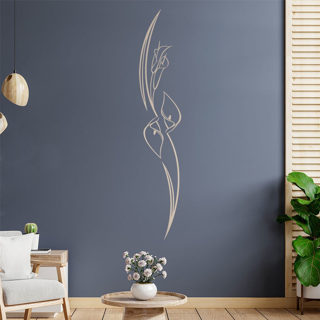 Lilien - Linien Wandtattoo in 6 Größen - Wandaufkleber Wall Sticker - Dekoration, Küche, Wohnzimmer, Schlafzimmer, Badezimmer