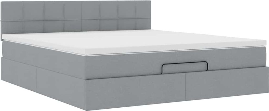 Ottoman-Bett mit Matratze Hellgrau 160x200 cm Stoff