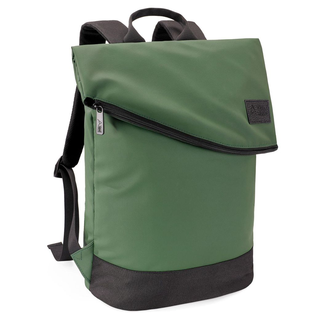 Valle Verde Rucksack MALAGA Dunkelgrün mit 15,6" Laptopfach Tagesrucksack 16L Für Damen Herren 41x33x12 cm Urban Style Wasserabweisender Oberstoff