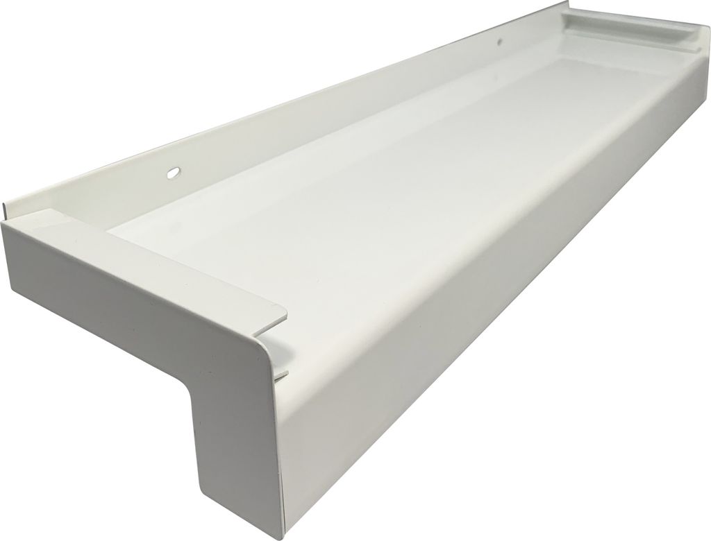 Aluminium Fensterbank weiß, Ausladung: 280 mm, Rasterlänge: 1000 mm Aluminiumabschluss mit Putzkante (Paar)