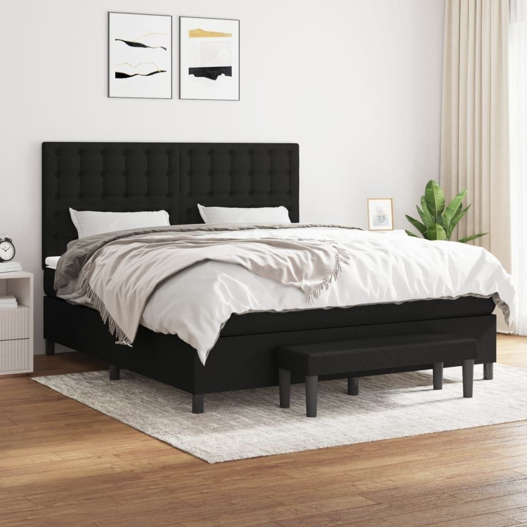 Maison Exclusive - Boxspringbett mit Matratze Schwarz 160x200 cm Stoff
