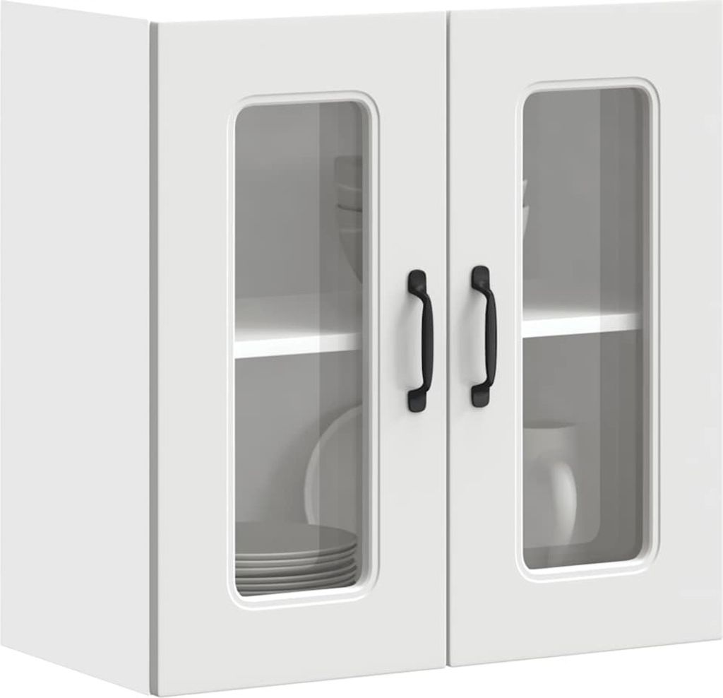 Hochwertig Küchen-Hängeschrank mit Glastür Kalmar Weiß Produktbild 