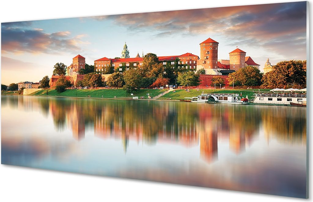 Spritzschutz 100x50 Wandkunst Krakow Schloss Fluss