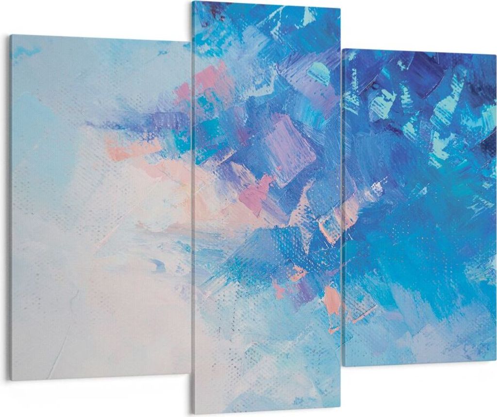 Bild auf Leinwand - Leinwandbild - 3 Teile - Abstraktion blau gemalt - 130x100cm - Wand Bild - Wanddeko - Wandbilder - Leinwanddruck - Bilder - Wan...