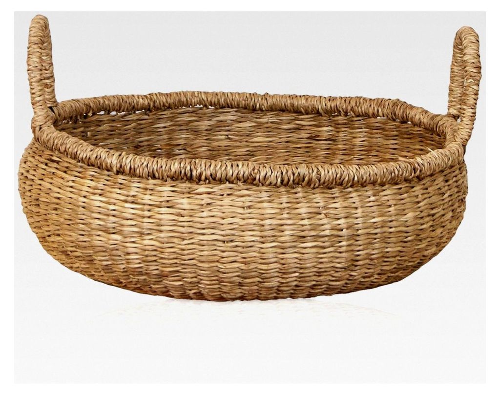 Aufbewahrungskorb aus Seegras, geflochten | dekorativer Korb mit Henkel vielseitig einsetzbar im Zuhause als Wäschekorb, Picknickkorb, leerer Prä...