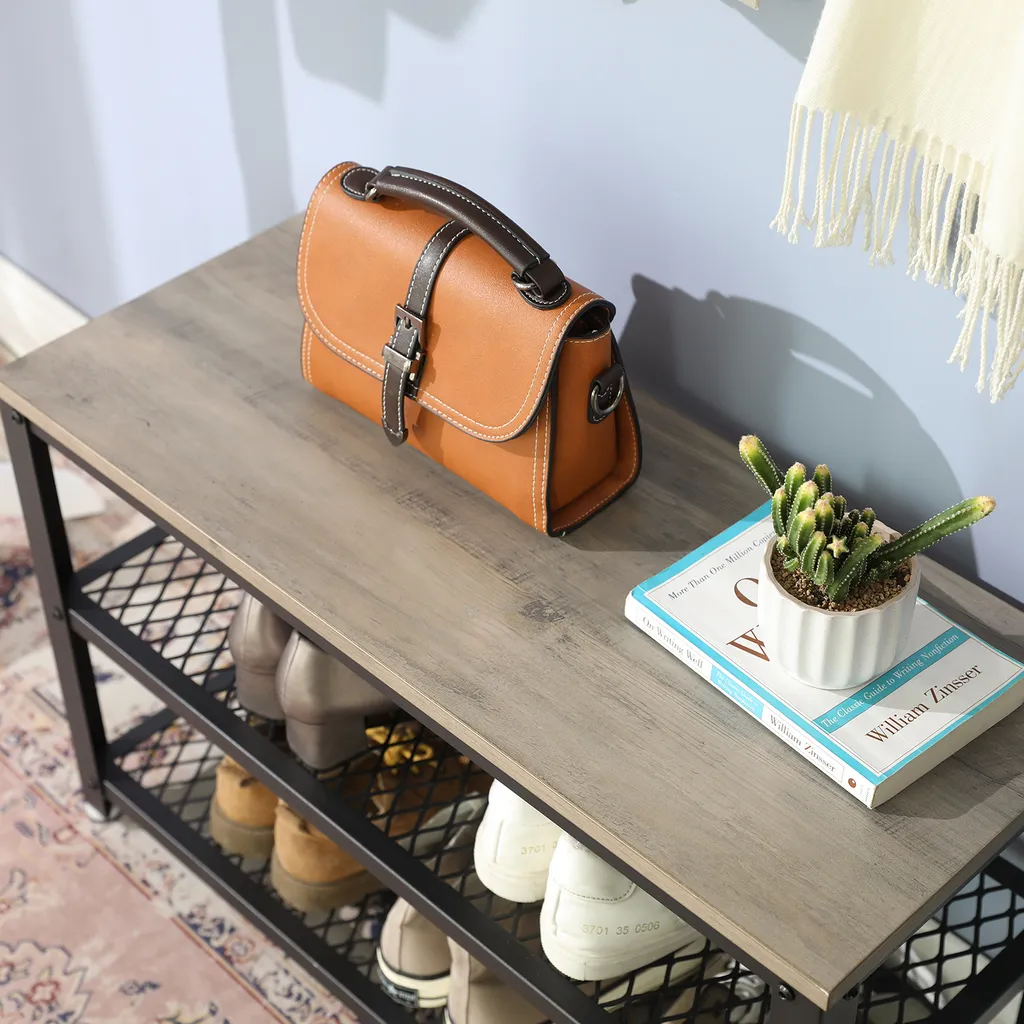 VASAGLE Banc à Chaussures Greige 73 x 45 x 30 cm - Meuble d'Entrée Compact - 11