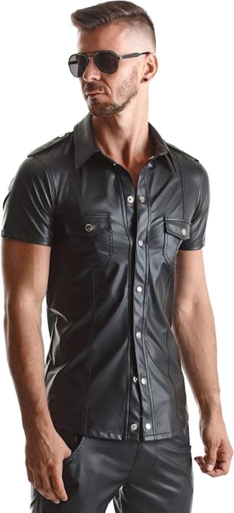 Regnes Fetish Planet Herren Hemd RMLuca001 Männer T-Shirt, schwarz matt, Gr. 8XL