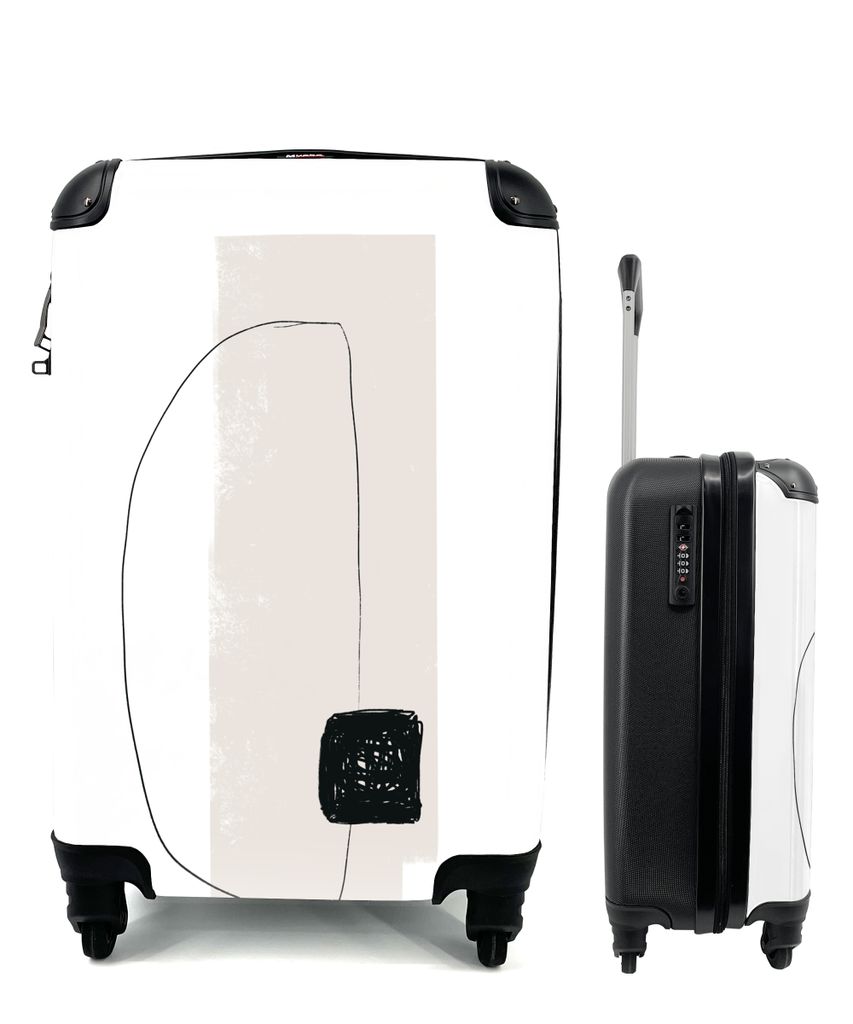 MuchoWow Koffer Handgepäck Trolley Rollkoffer Kleine Reisekoffer mit 4 Rollen - Abstrakt - Pastell - Minimalismus - Cabin Size < 55x40x23 cm & 5...