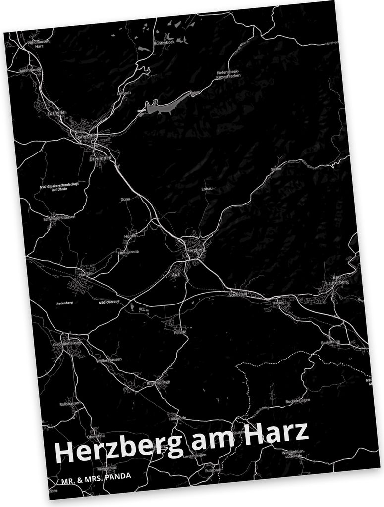 Mr. & Mrs. Panda Postkarte Herzberg am Harz - Geschenk, Grußkarte, Stadt, Ansichtskarte, Dorf Karte Landkarte Map Stadtplan, Postkarten, bildkarte...