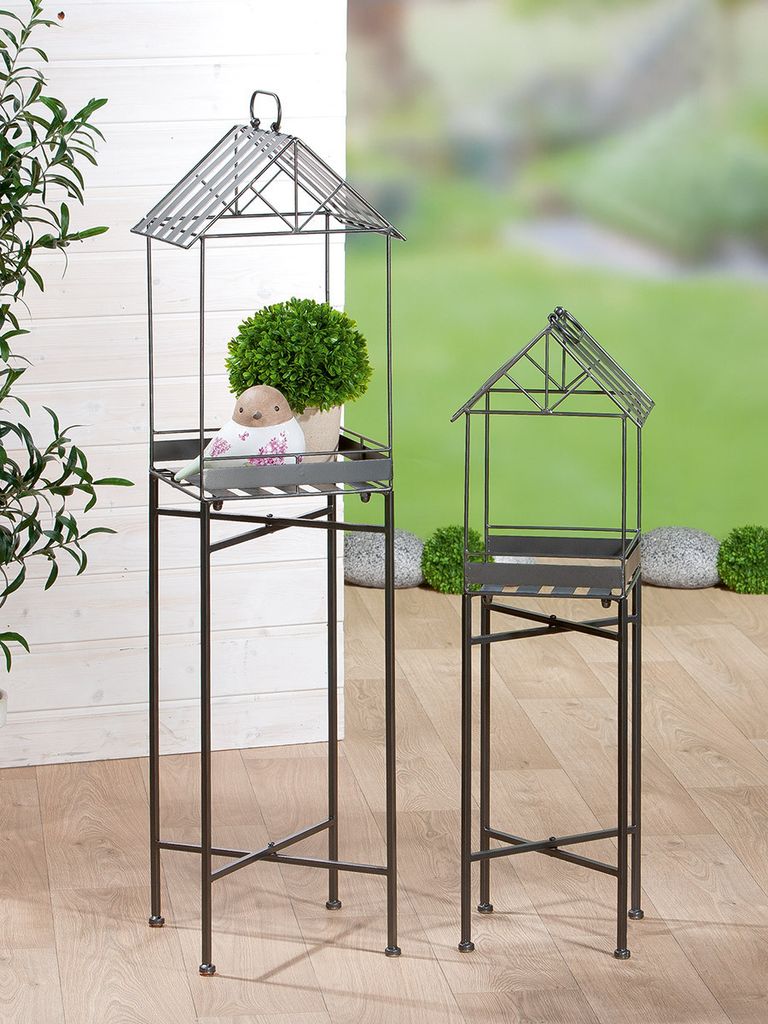 GILDE Deko Haus auf Ständer "Stripes" 2er Set