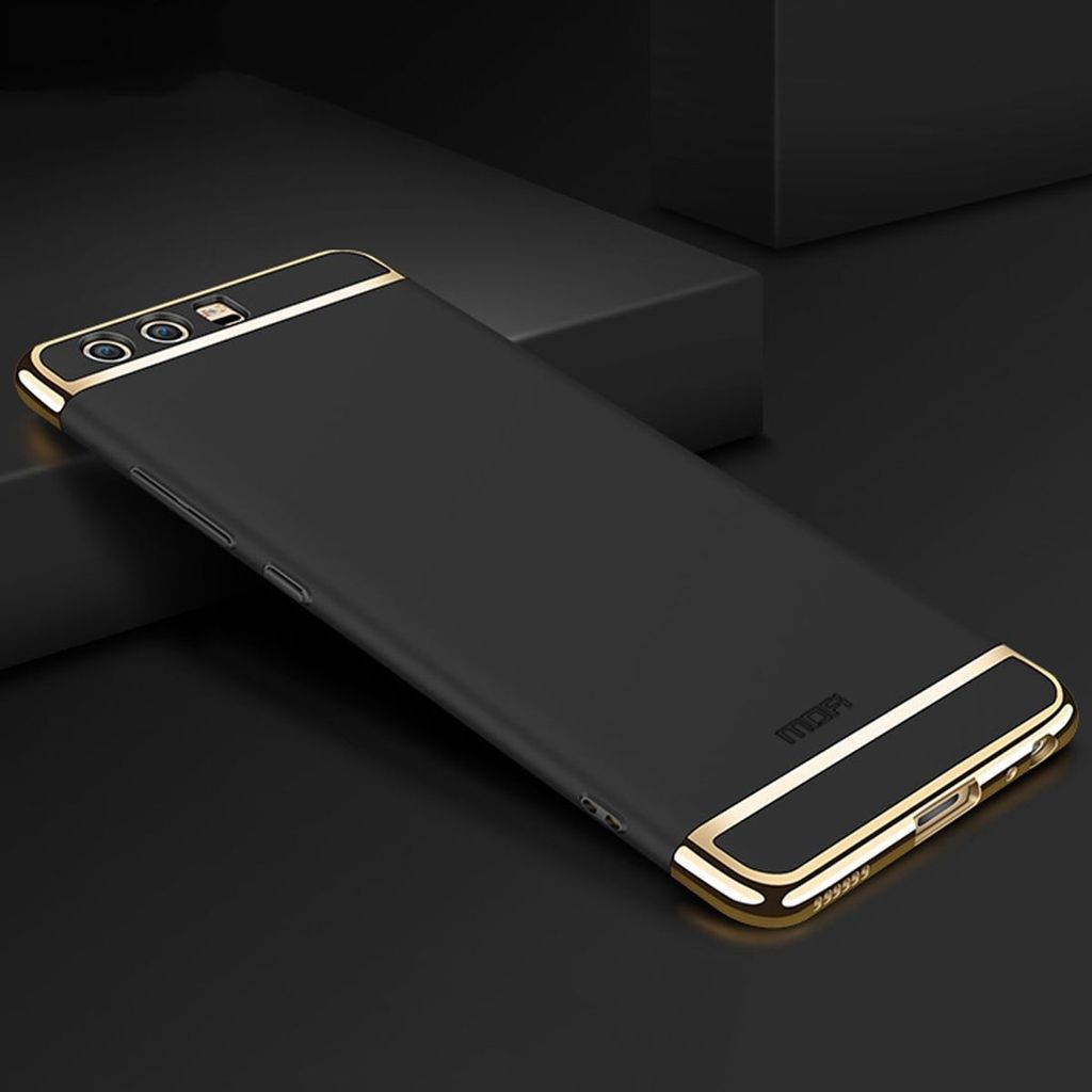 Handy Hülle Schutz Case für Huawei P10 Plus Bumper 3 in 1 Cover Chrom Schwarz