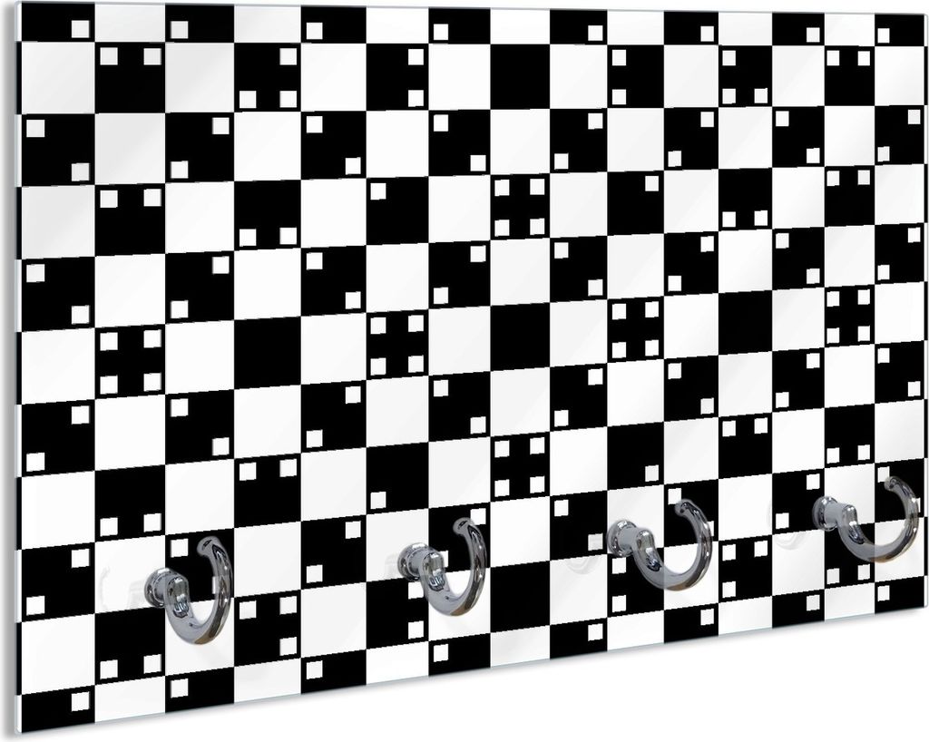 Wallario Handtuchhalter aus Glas, Motiv: Optische Täuschung - Illusion - schwarz weiß, 30 x 20 cm mit 4 Haken