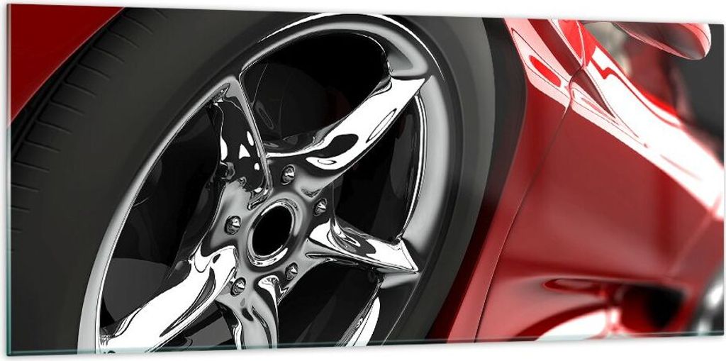 Bilder auf glas - Sportwagen Rad Felge - 120x50cm - Glasbilder - Wandbilder - Kunstdruck - zum Aufhängen bereit - Wanddekoration aus Glas - Glas B...