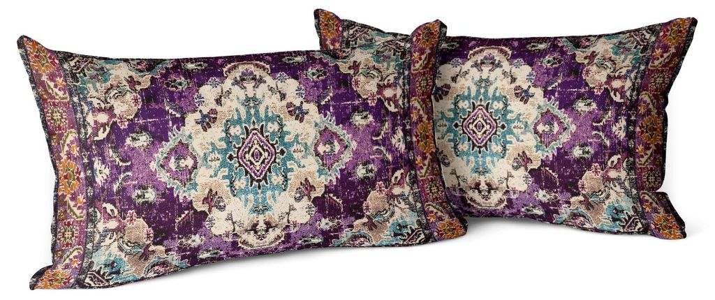 Set mit 2 Boho-Kissenbezügen, 30 x 50 cm, lila Samt