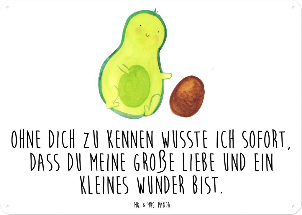 Mr. & Mrs. Panda tafel Avocado Kern rollt DIN A3 - Weiß - Geschenk, Baby, Liebe, Säugling, Wandschild, Wandbild, Schild, Blechschild, Wunder, Tü...