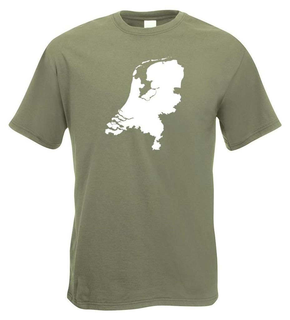 Kiwistar - T-Shirt - Olive - Niederlande Umriss Kontur Herren Funshirt Bedruckt Design Sprüche Spruch Motive - mit Motiv Bedruckt - Funshirt Desig...