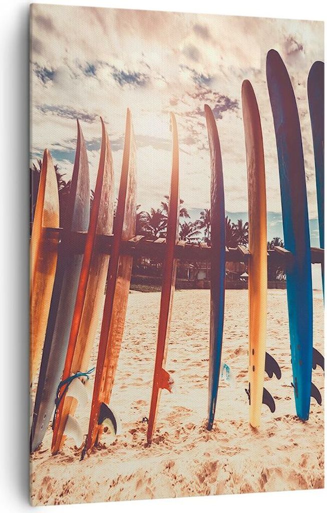 Bild auf Leinwand - Leinwandbild - Einteilig - Surfen Strand Board - 80x120cm - Wand Bild - Wanddeko - Wandbilder - Leinwanddruck - Wanddekoration ...
