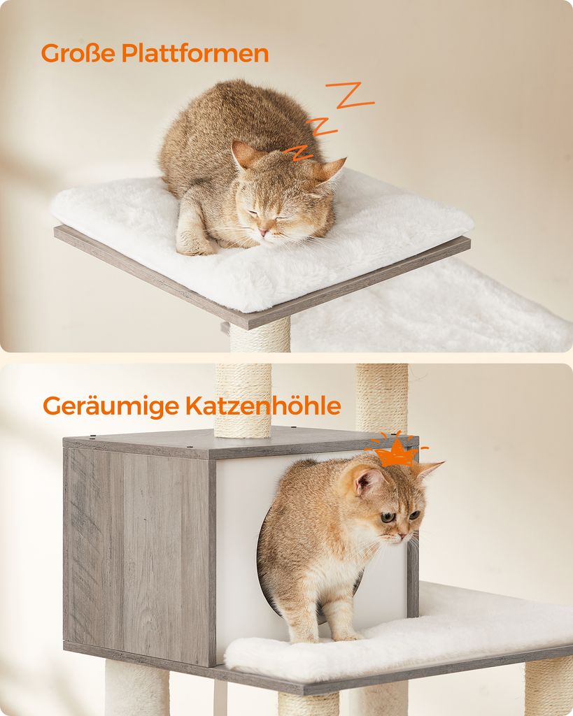 FEANDREA Kratzbaum, 500 g/m² Plüsch, 138cm, leicht Produktbild 6