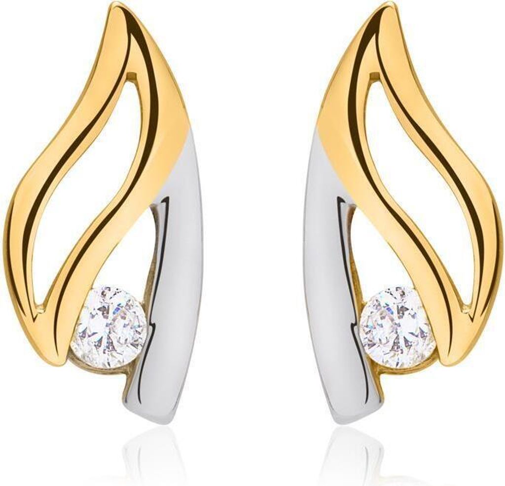 333er Unique Gelb- Weißgold Ohrstecker mit Zirkonia GE0208