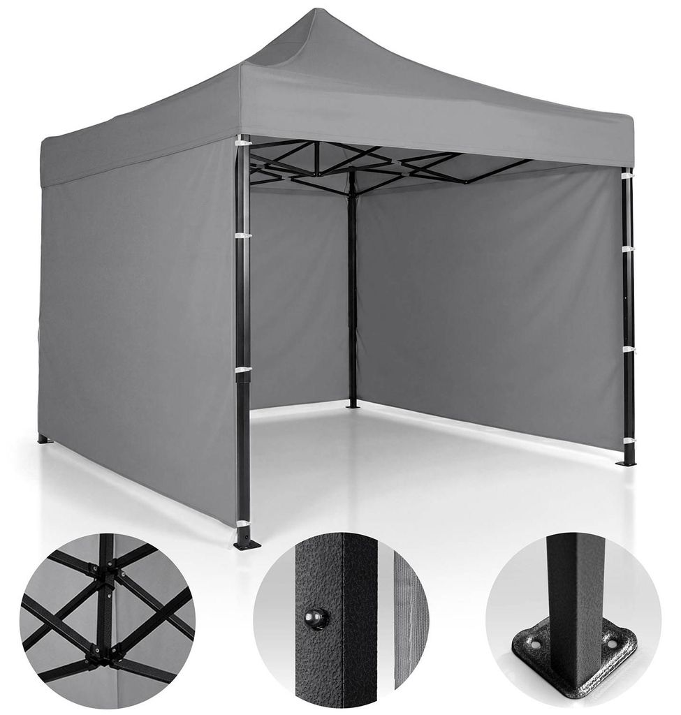 Gazebo da giardino a 3 pareti, 3 x 3 m, grigio, Plonos Immagine del prodotto 