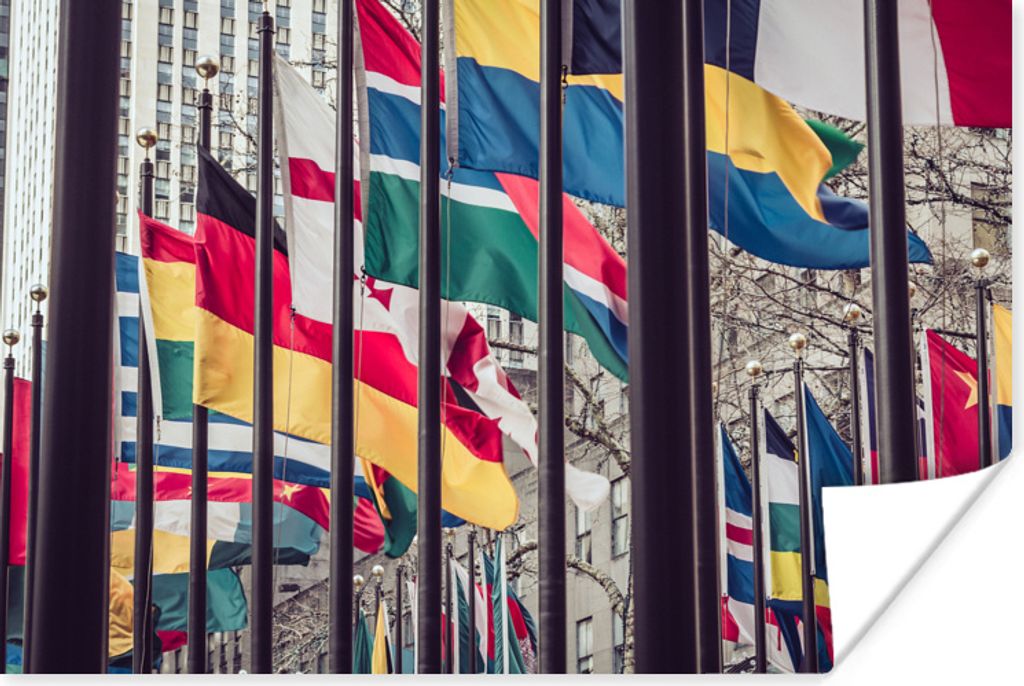 MuchoWow Poster Nationale Flaggen der verschiedenen Länder 180x120 cm - Fotoplakat